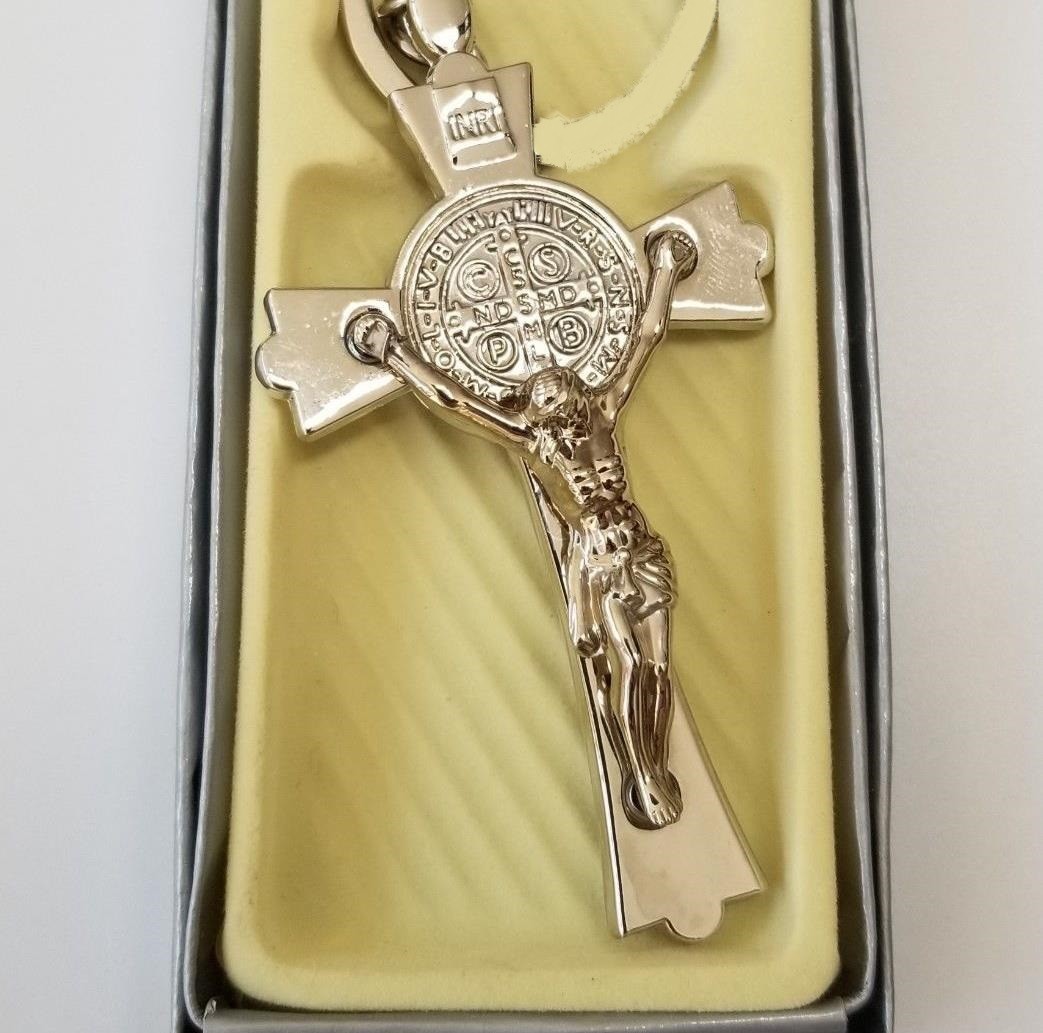 LARGE 3″ CROSS pendant 925 STERLING SILVER 4 MM ITALIAN 24″ chain necklace men