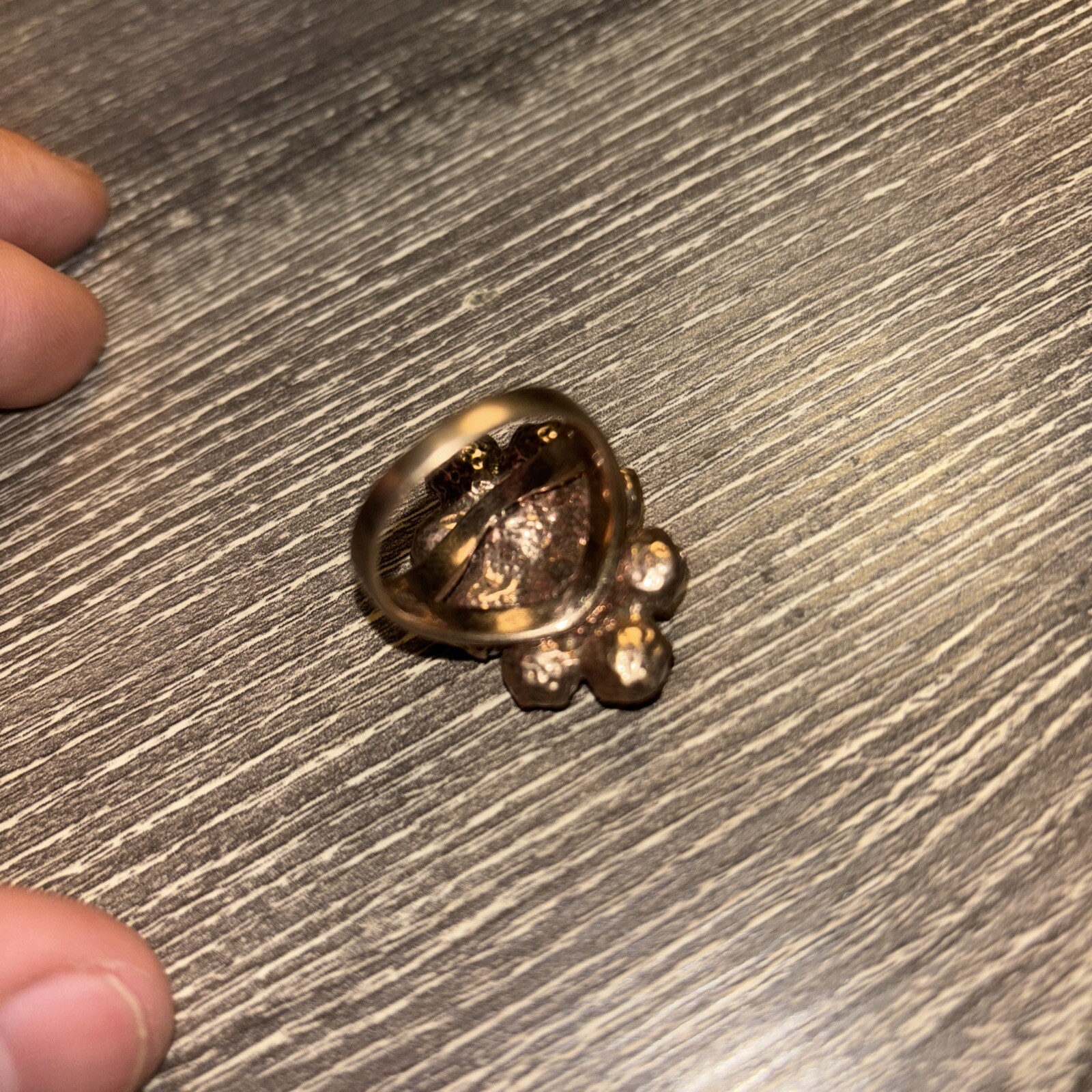 Pearl Elongated Bronze Cluster Ring SIZE 10 MADE IN ITALY Signed Stamped