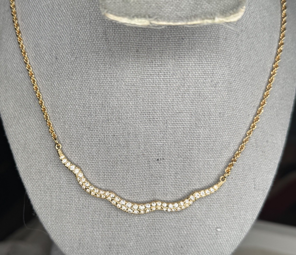 Genuine Swarovski Gold Tone Crystal Pave Rhinestone Necklace Choker Collar