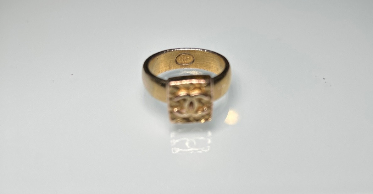 Chanel CoCo Mark Square Ring Gold US Size 6.5 Women’s Made in France France