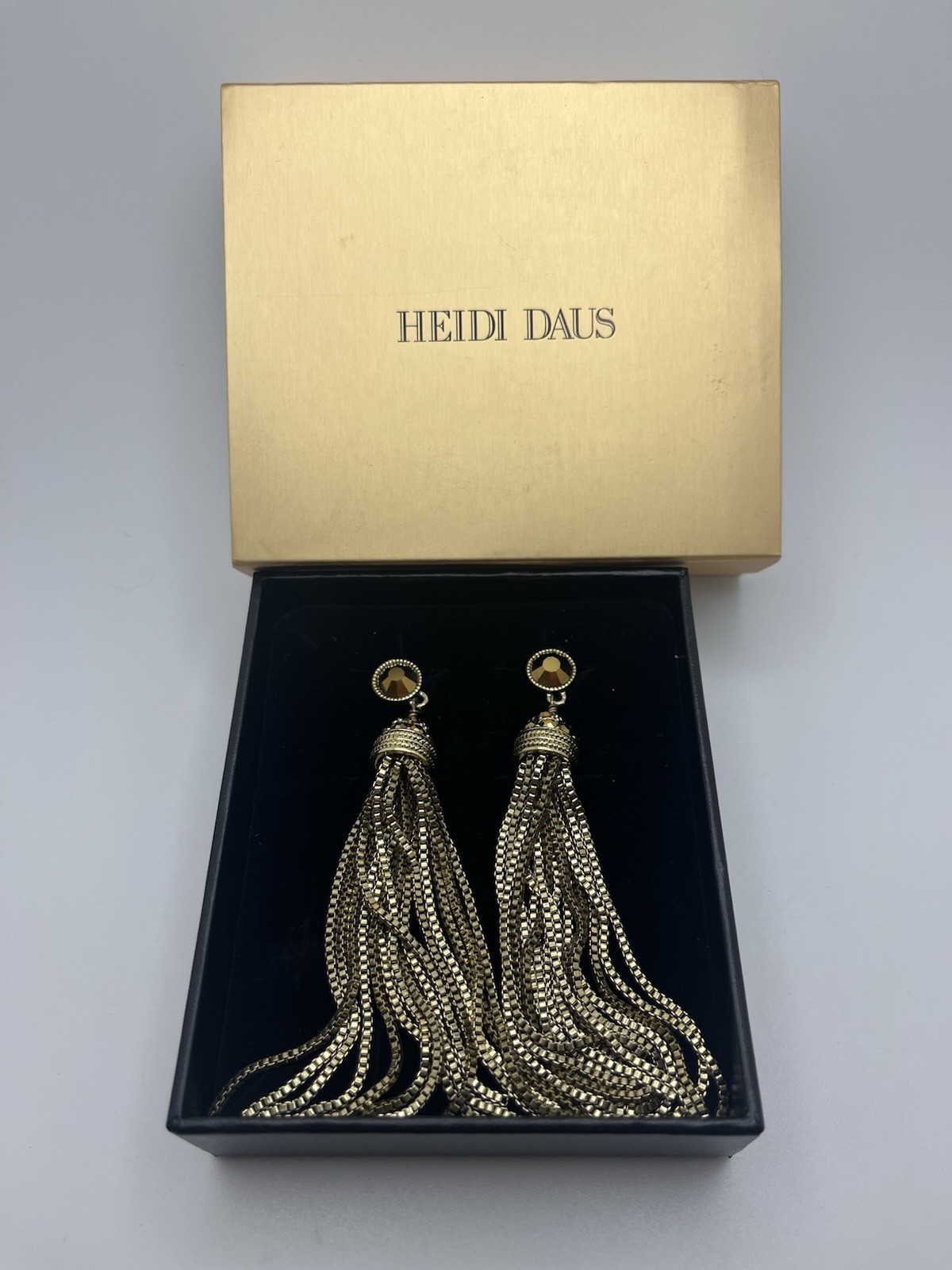 Retired (Circa 2021) HEIDI DAUS “Skinny Tassel” Pierced Dangle Earrings – Signed