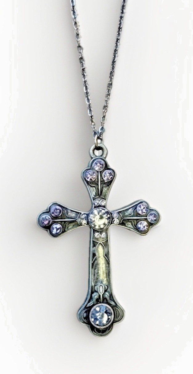 20” Gunmetal Plated Chain Gothic Style Cross Necklace