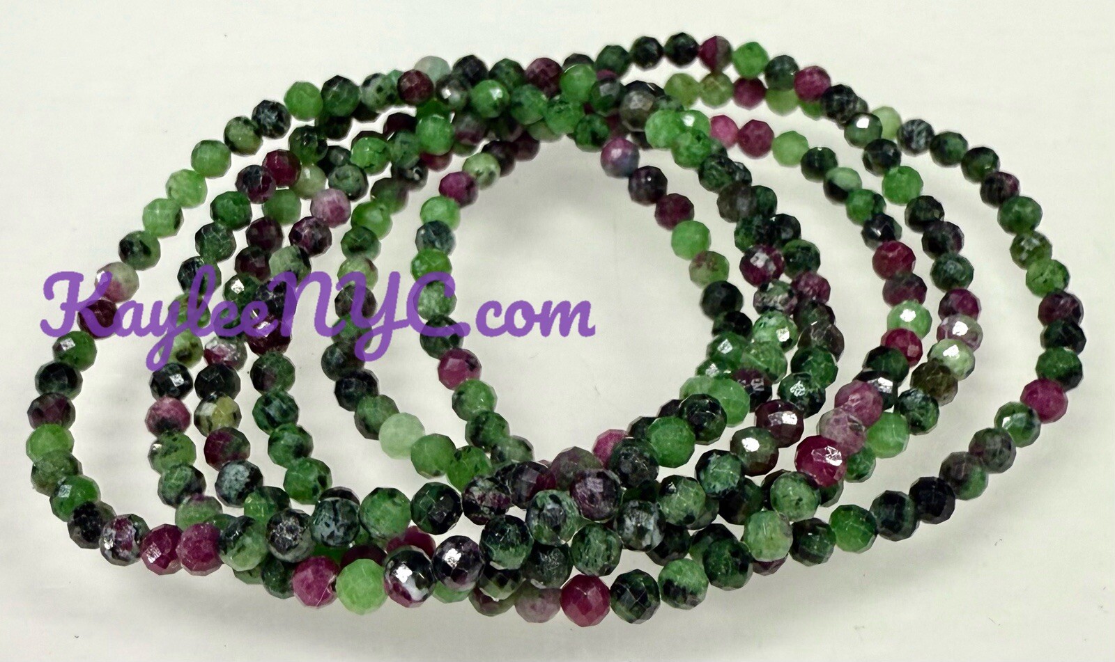 Wholesale 6Pcs 4mm Faceted Natural Ruby Zoisite 7.5” Healing Stretch Bracelet