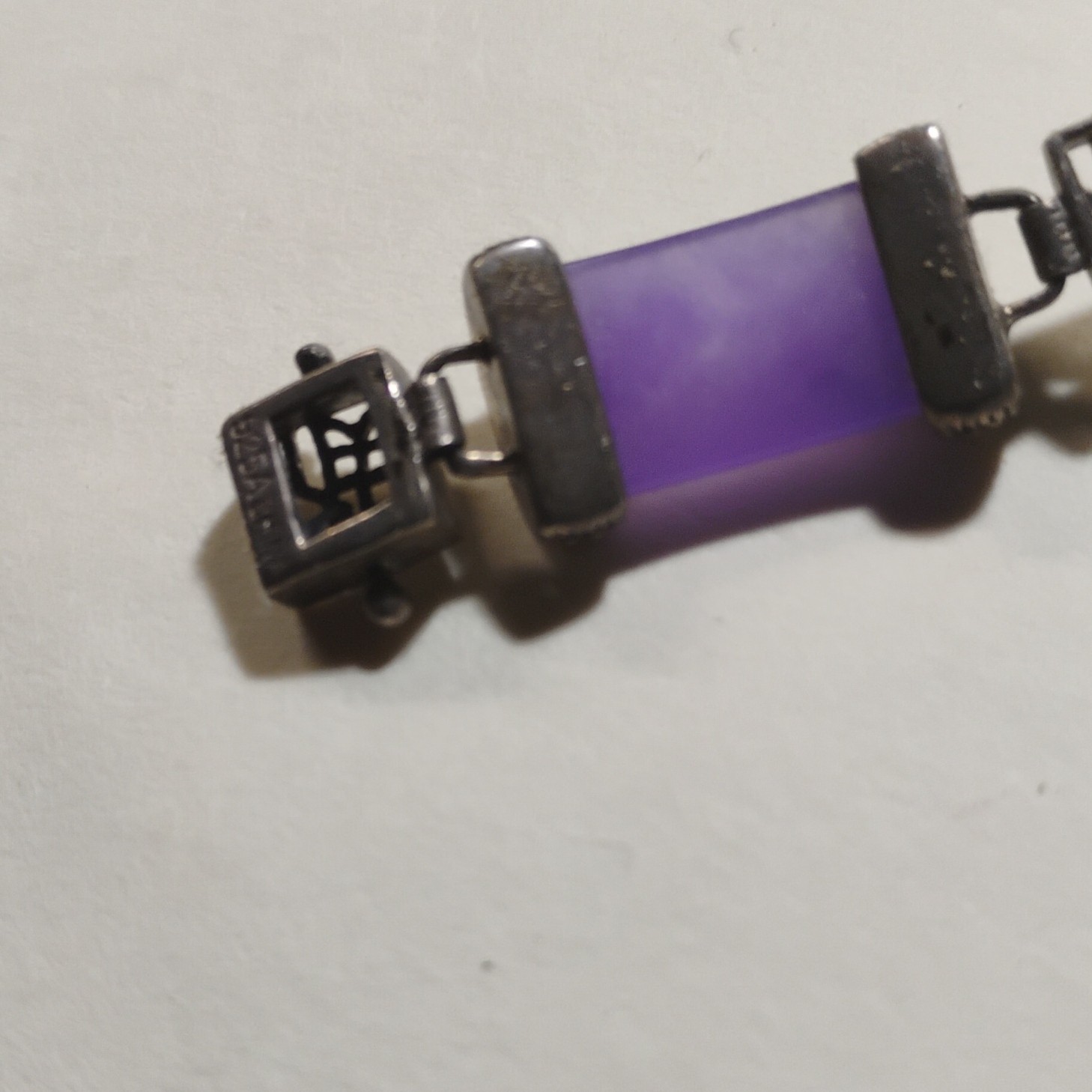 Purple Amethyst Hand Made Oriental Writing. Antique .925A China Silver