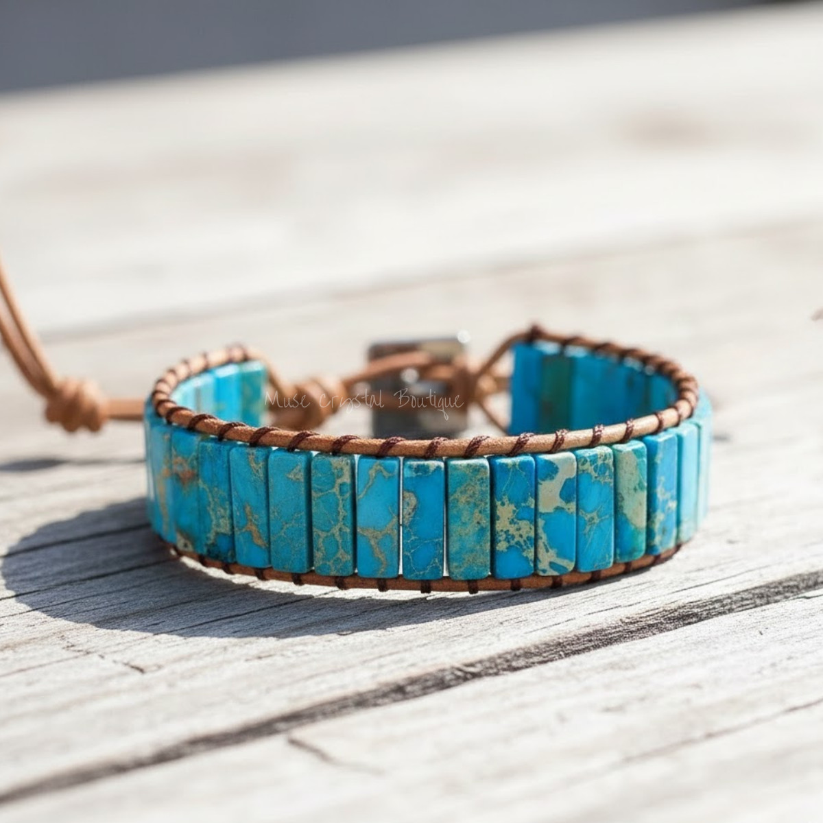 Turquoise Stone Bracelet Handmade Healing Meditation Women Men Bracelet Gift