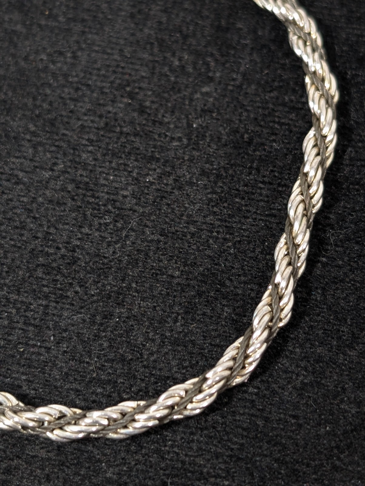 Vintage Silver Tone Rope Chain Twist Bracelet Classic 7.5 inch