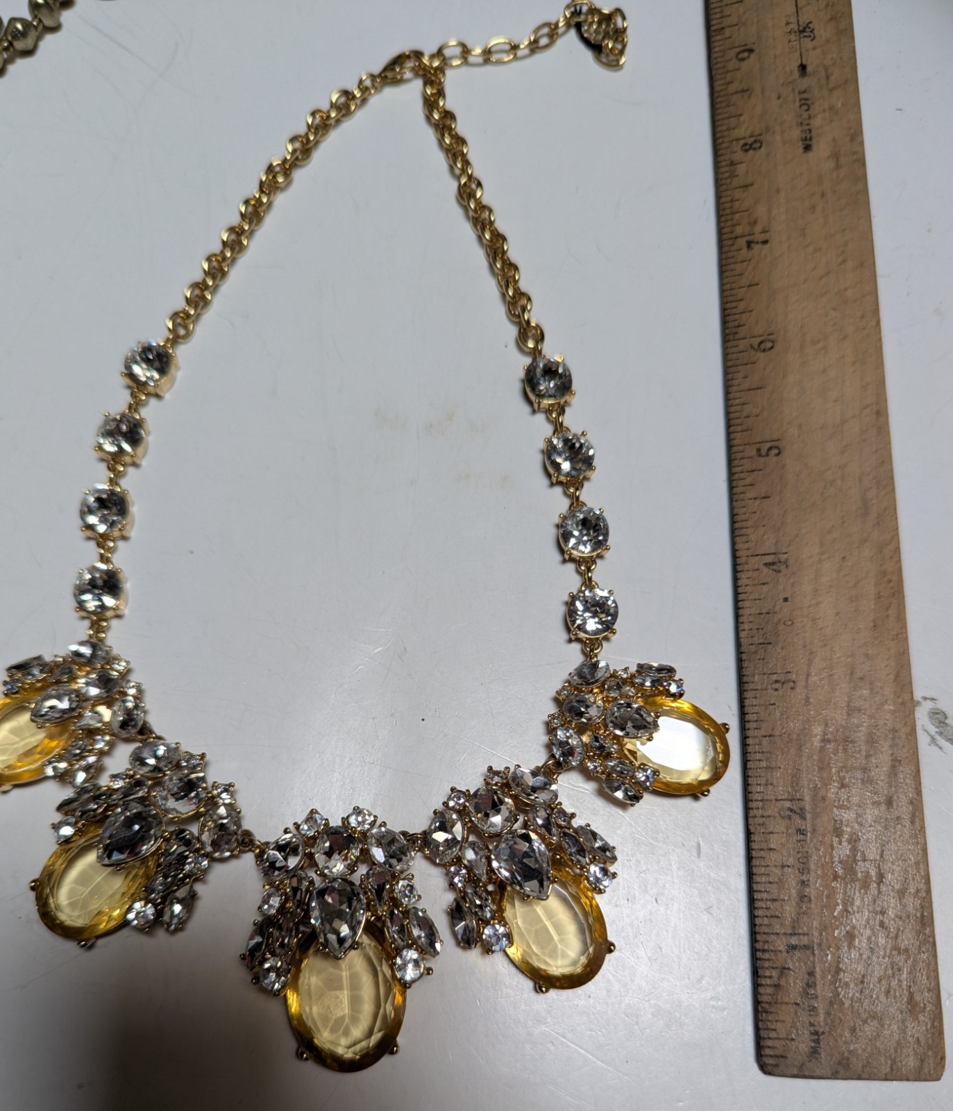 Talbots Canary Yellow Rhinestone Statement Necklace 18 – 21 Inches