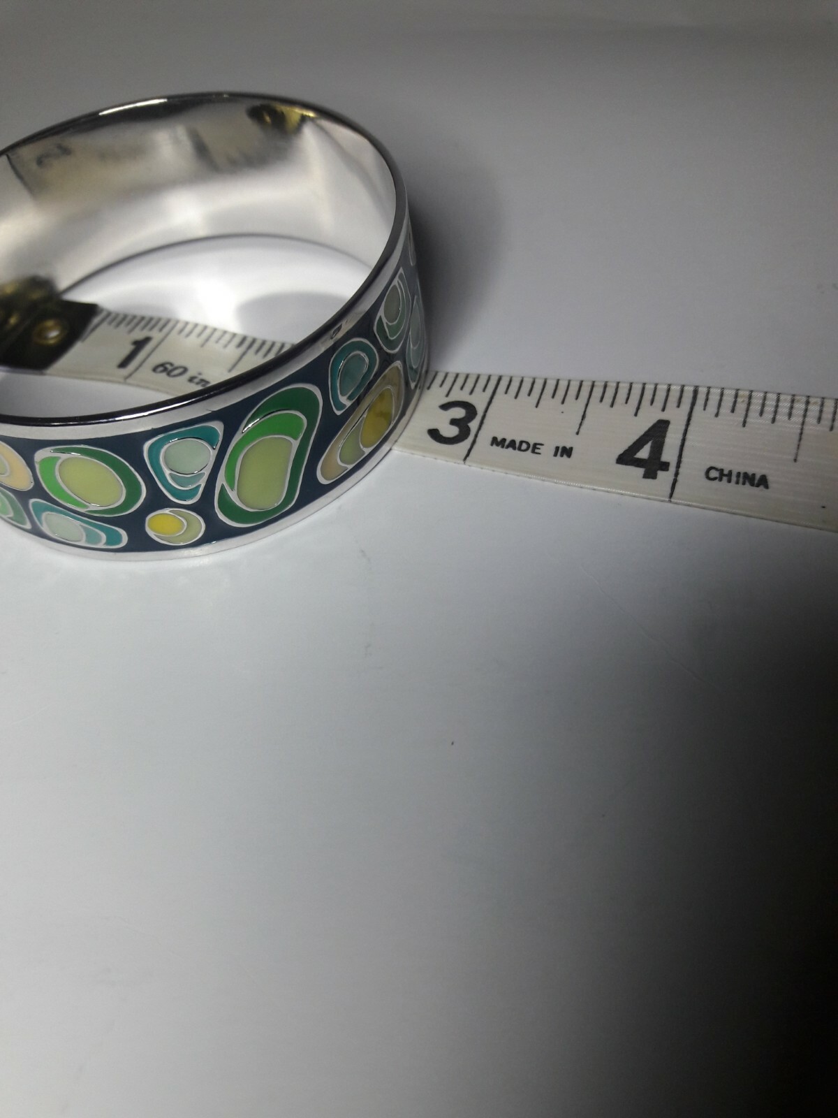 Enamelware Blue Silver Plate Bangle Bracelet