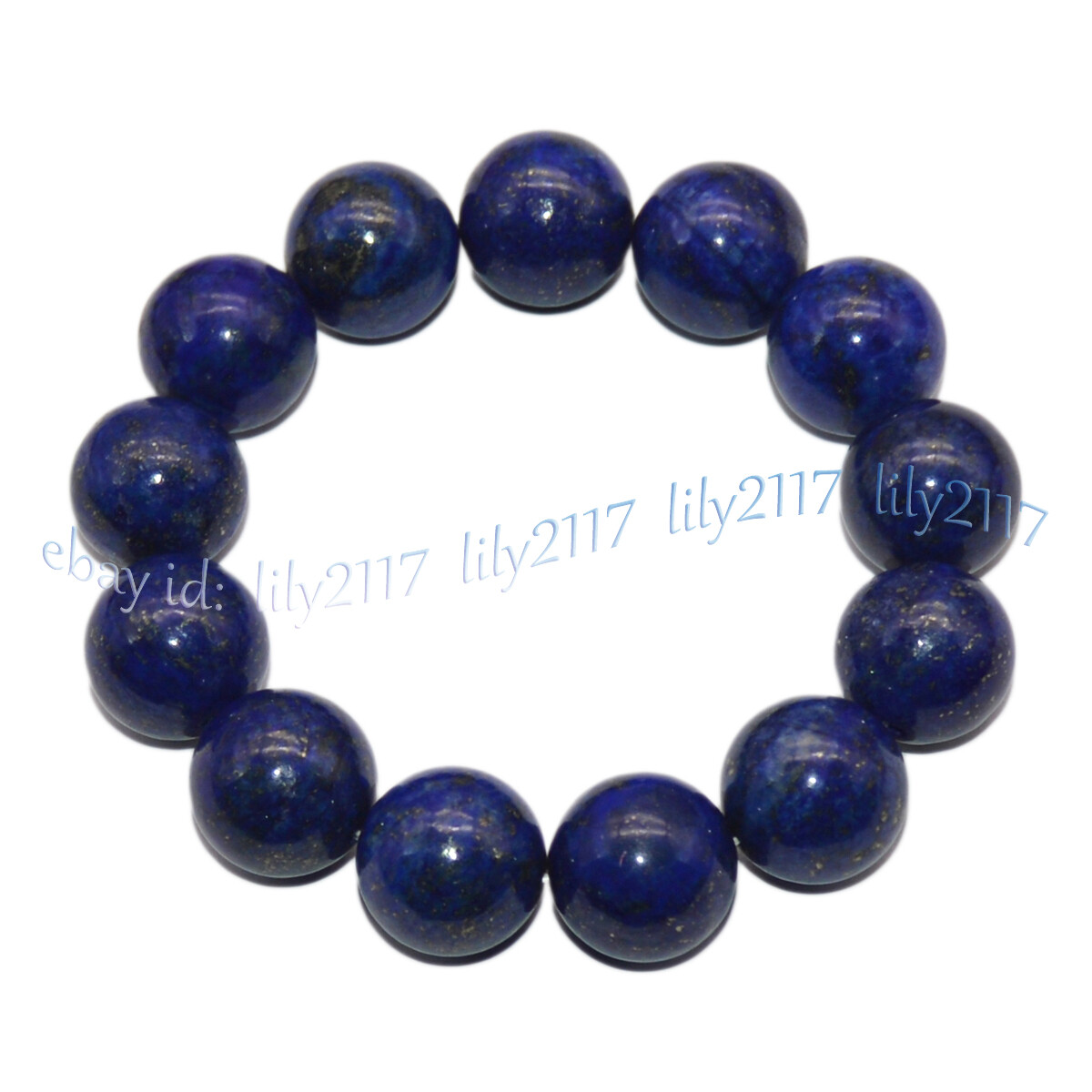 Huge 16mm Natural Blue Lapis Lazuli Round Gemstone Beads Elastic Bracelet 7.5”