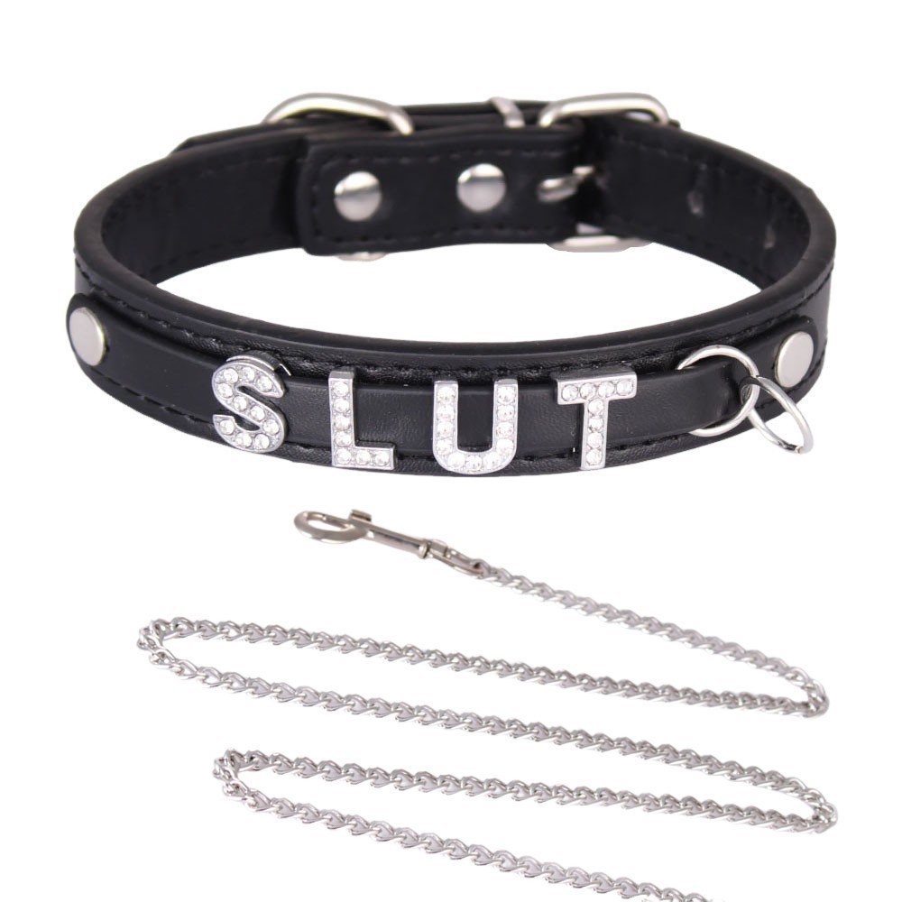 Custom Chocker BDSM Gift Choker Pu Leather Black DIY Necklace Collar M3