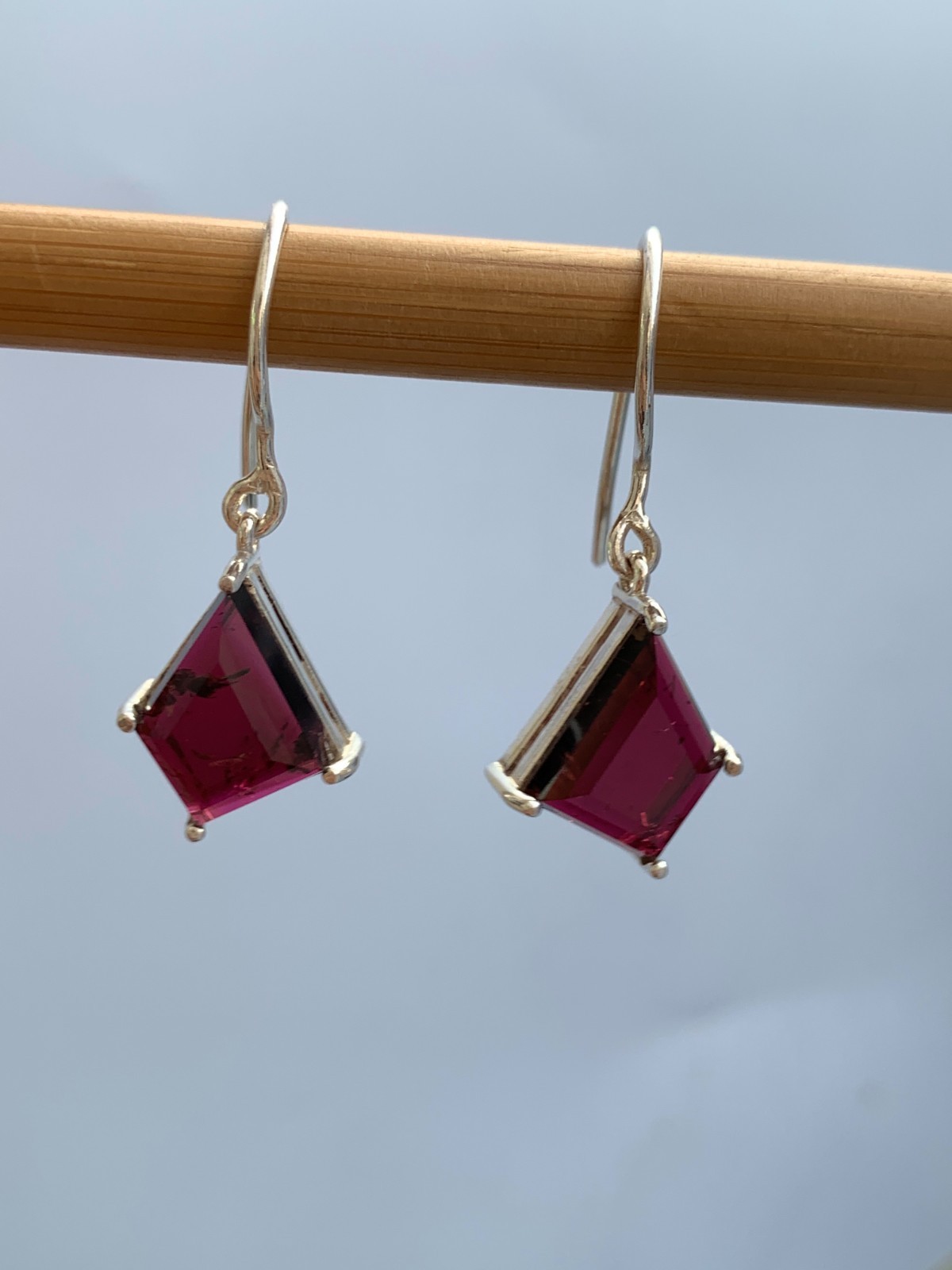 Pinkish Red Tourmaline Earrings: 925 Sterling Silver, Handmade Gemstone Jewelry