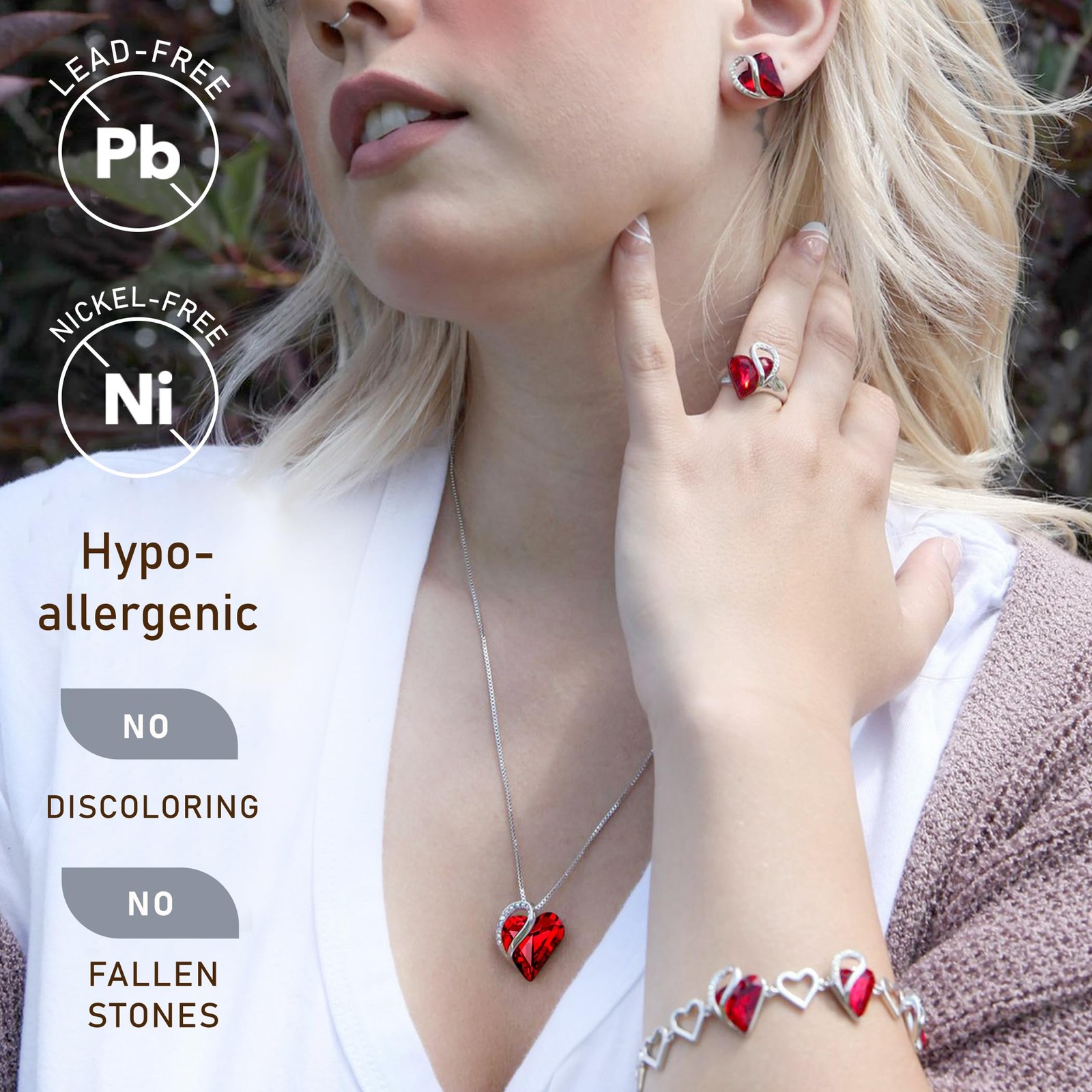 Gift Necklaces for Women, Infinity Love Birthstone Heart Pendant, Ruby Garnet…
