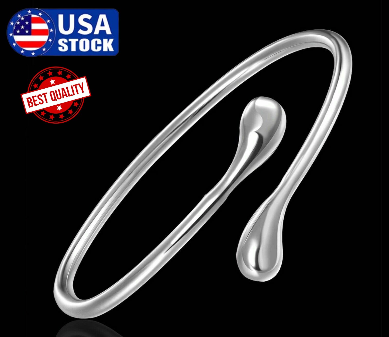 1/2x Women Silver Charm Bracelet Handmade Open Adjustable Cuff Bracelets Bangles