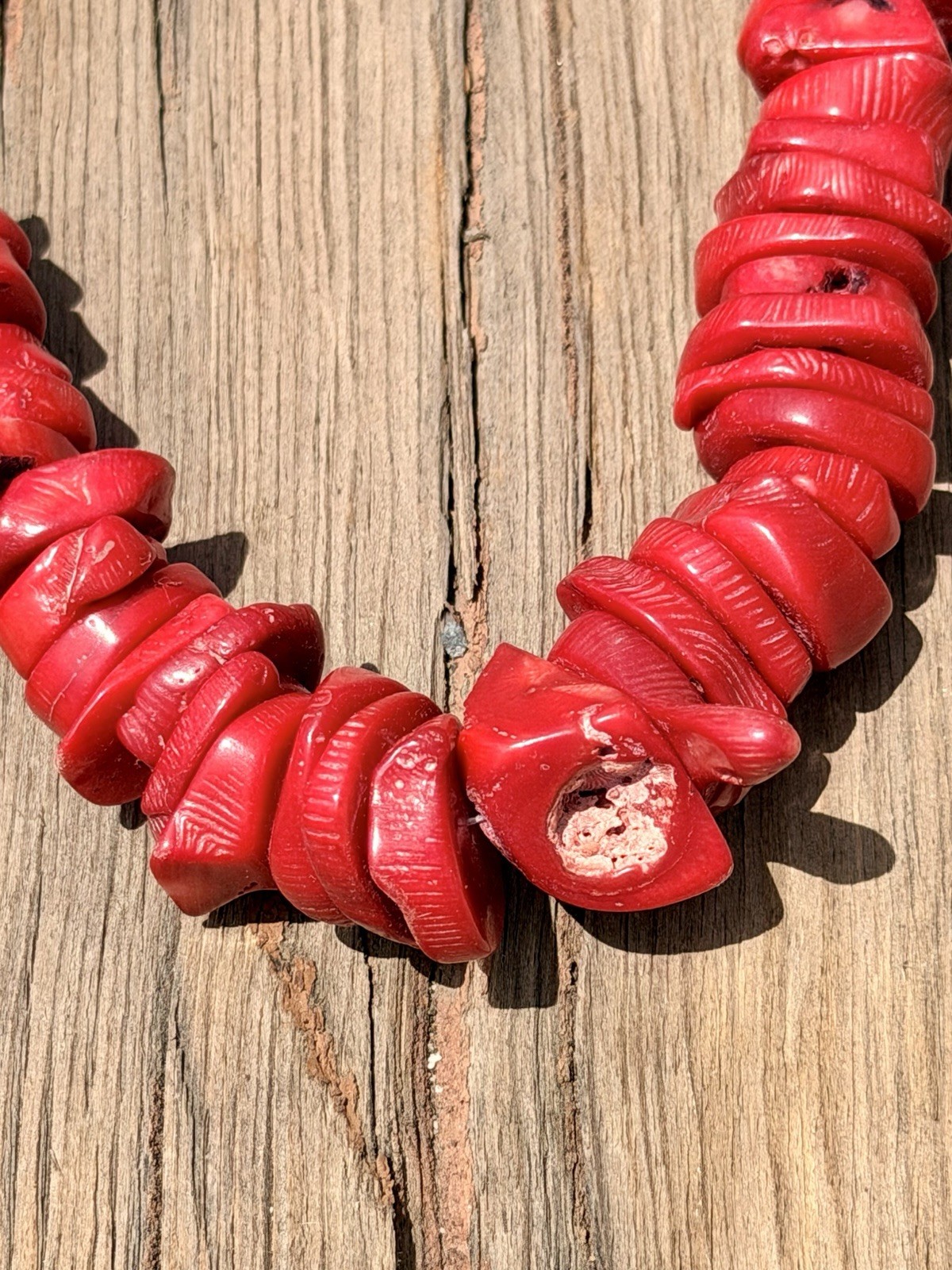 Red Dyed Chunky Branch Coral Necklace 925 Toggle Clasp 18”