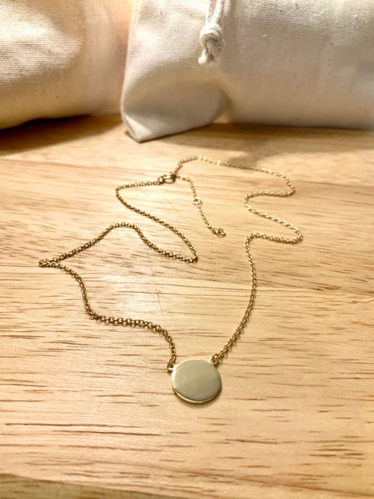 Flat coin unique 14k gold vermeil fashion stackable necklace stunning