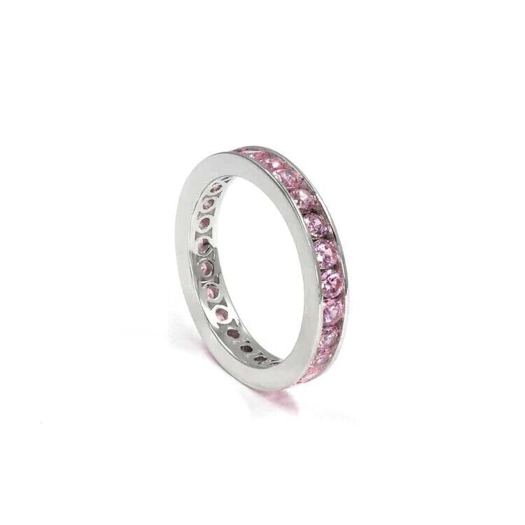 Anna Zuckerman Argyle Pink Cystalline Eternity Band Size 6 S925 Sterling Silver