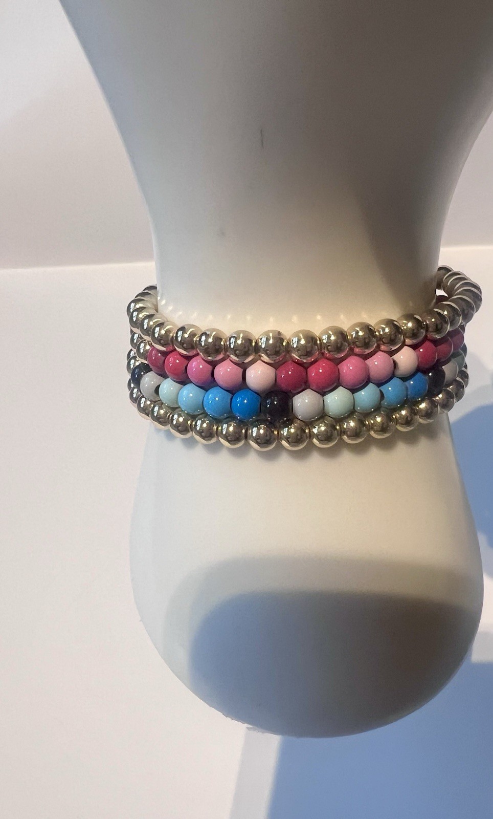 Baublebar Beaded Gold Blue Pink Bracelets Stack Lot 5mm Gold Tone Nordstrom