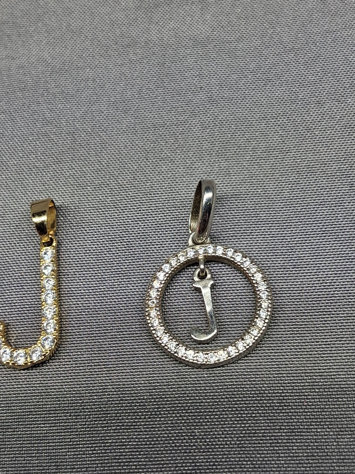 BSI 925 Sterling Silver Letter Iniital “J” W/Clear CZ’s Pendant Lot Of 2