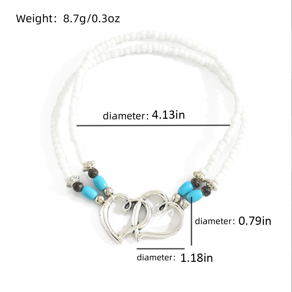 3Pcs Boho Turquoise Heart Layered Beaded Anklet Set Beach Foot Bracelets