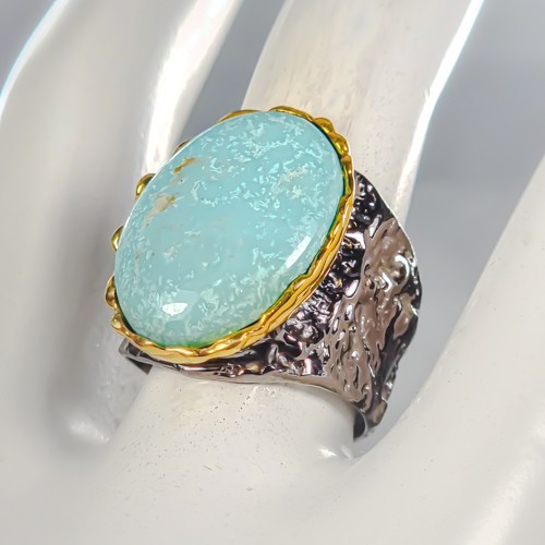 Jewelry gem 24 ct Natural Turquoise Ring 925 Sterling Silver Size 8 /R473399