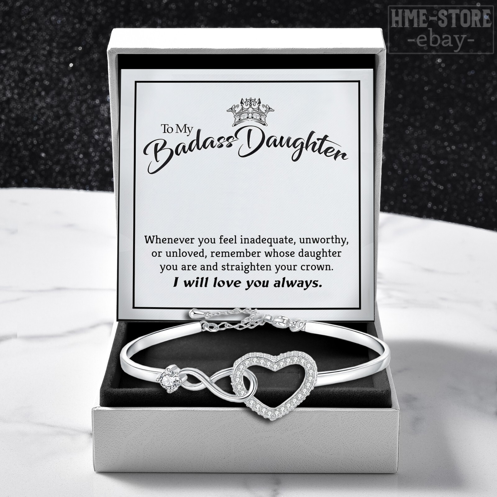To My Badass Daughter Bracelet Heart Jewelry Encourage Gift I Love You Girls