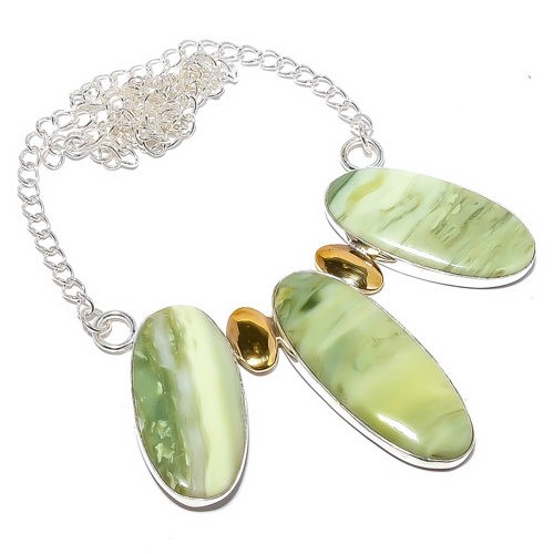 Serpentine 925 Sterling Silver Two Tone Necklace 16.17.99″ A373 Gift for her