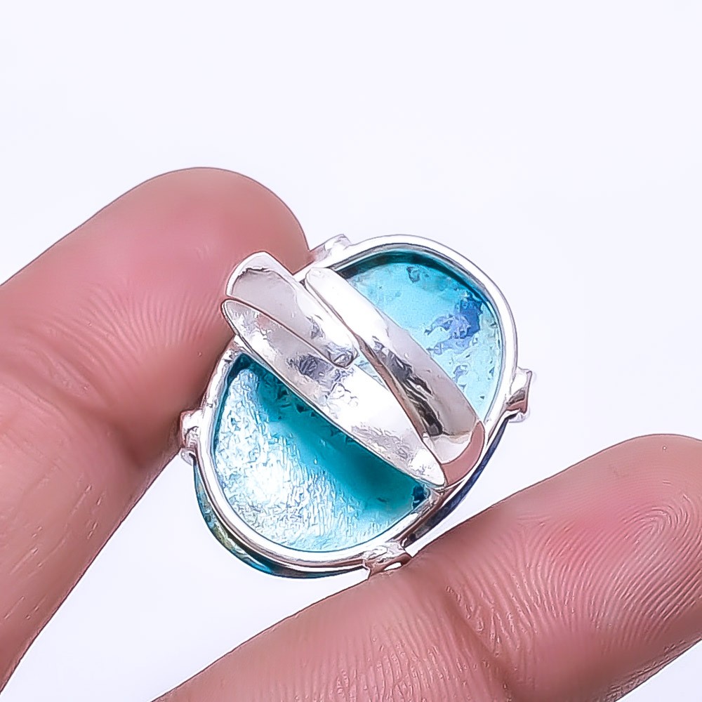 Chrysocolla Solitaire 925 Sterling Silver Ring s.8.5 R47, Christmas Gift