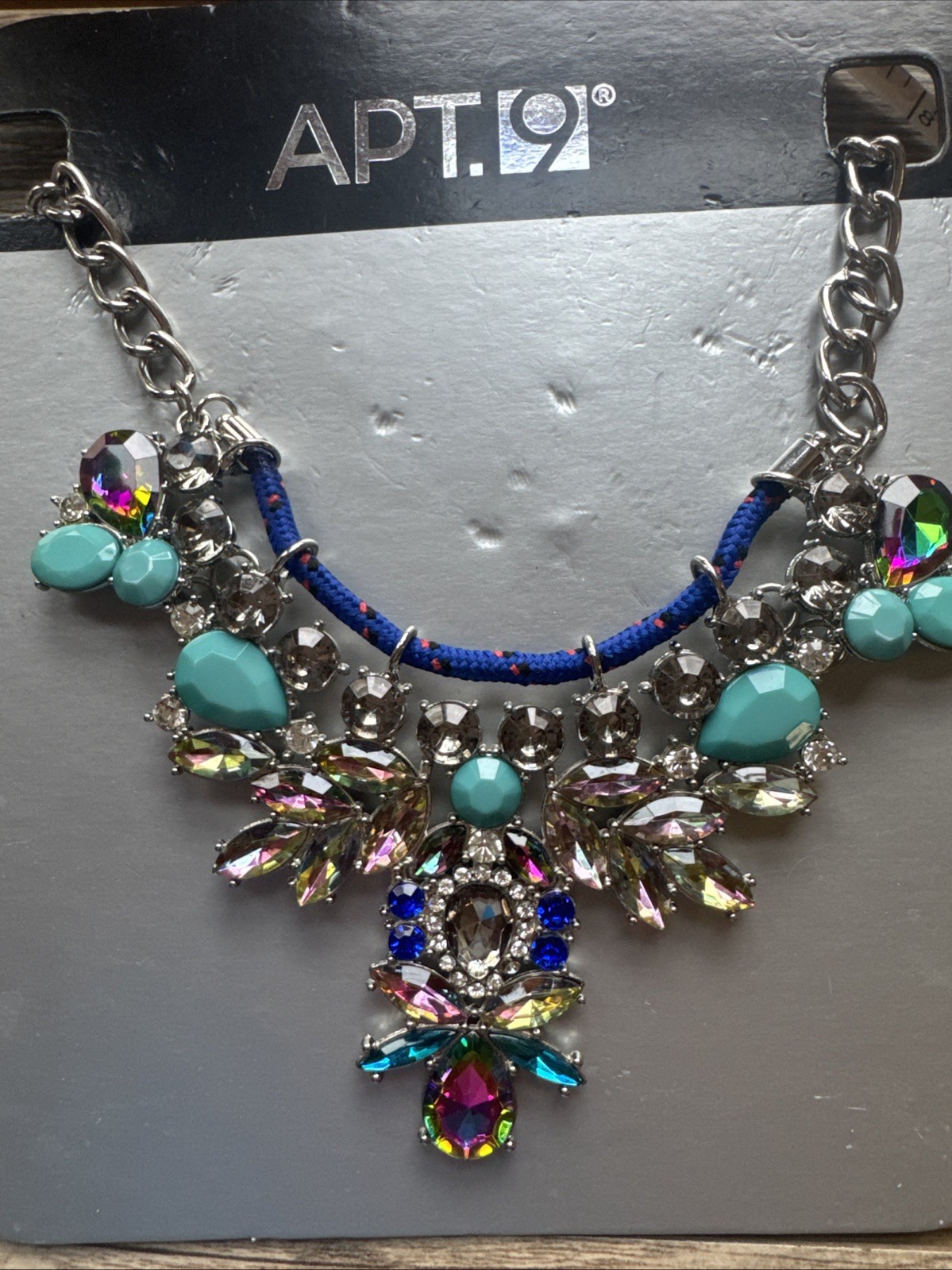 NEW Apt. 9 Teal Aqua Faceted Teardrop Cluster Bib Statement Necklace Adjustable