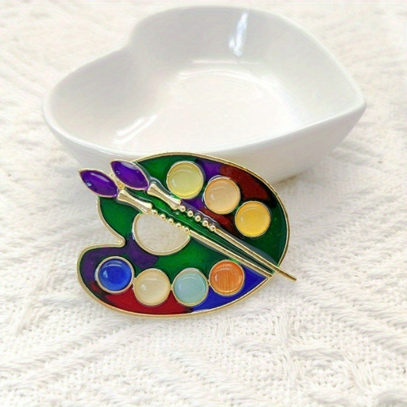 1PC Creative Paint Palette Brooch Enamel Artist Palette Pin Enamel Niche Design