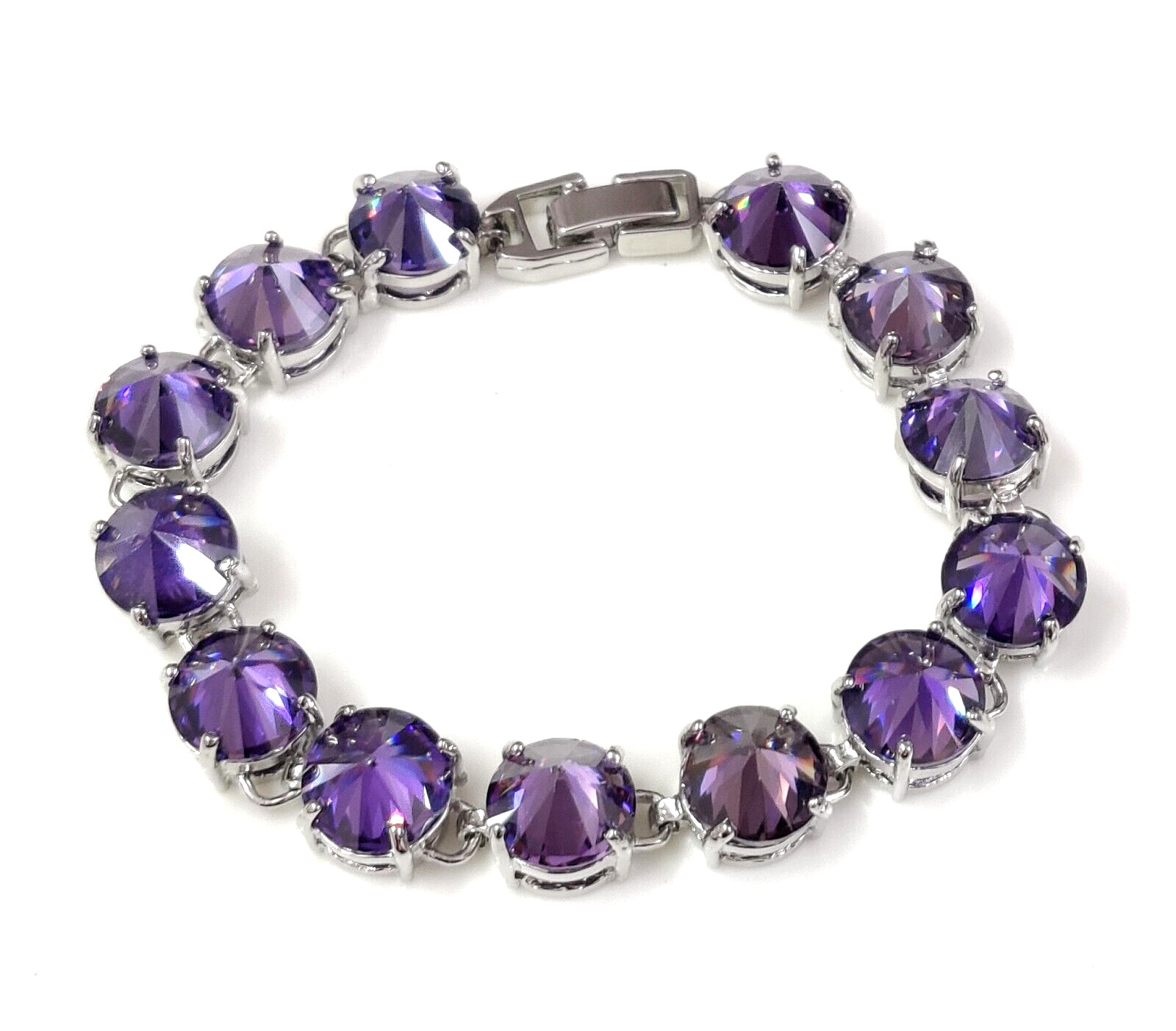 Amethyst Quartz Round Cut Show Stopper Handmade Jewelry Bracelet 7″