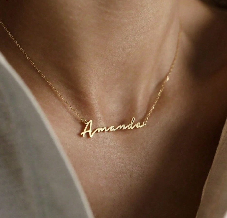 Personalized Custom Name Necklace Stainless Steel Nameplate Gift for Women