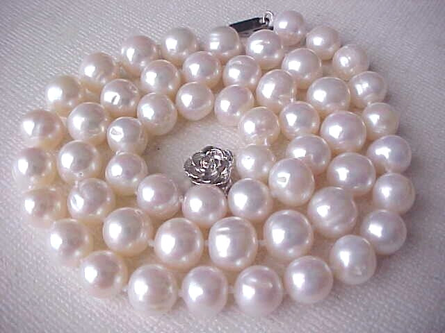 18″ 8MM GENUINE FRESWATER WHITE PEARL NECKLACE