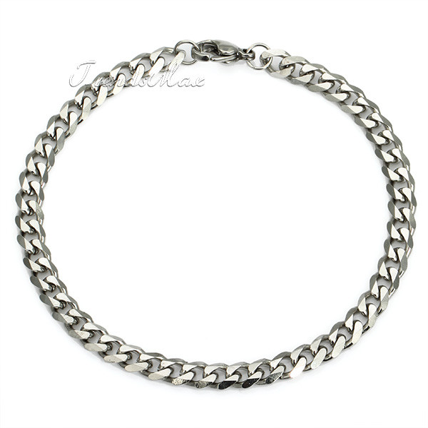 3-11MM 7-11″ Silver Stainless Steel Curb Cuban Chain Bracelet Hand Wrist Jewelry