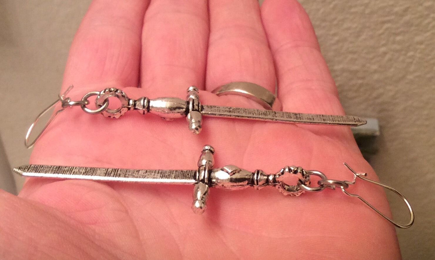 MEDIEVAL SWORD EARRINGS Ear Wire Options & Acrylic Coated For No Tarnishing