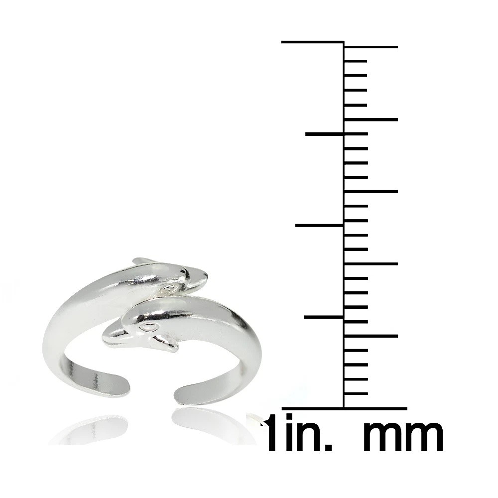 Sterling Silver Polished Twin Dolphins Toe Ring