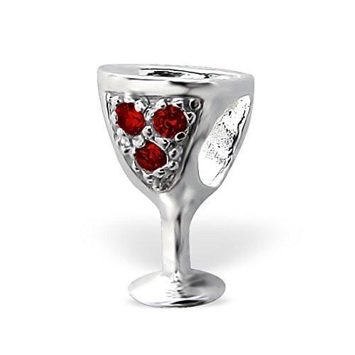 .925 Sterling Silver “Wine Glass” Charm Spacer Bead for Snake Chain Charm Brace