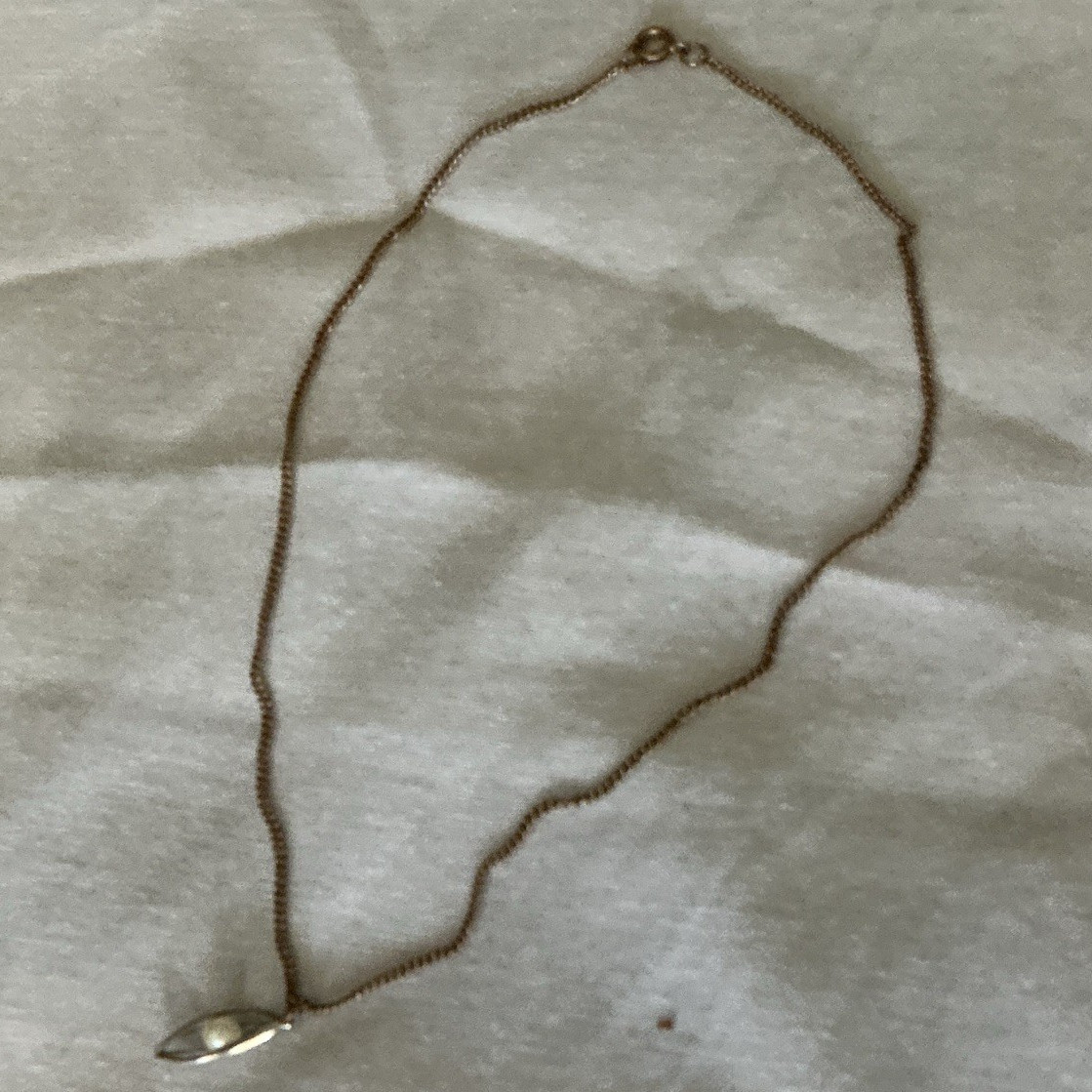 Gold Tone Snake Chain Pendant Charm Necklace Marquise Cage 1 White Pearl