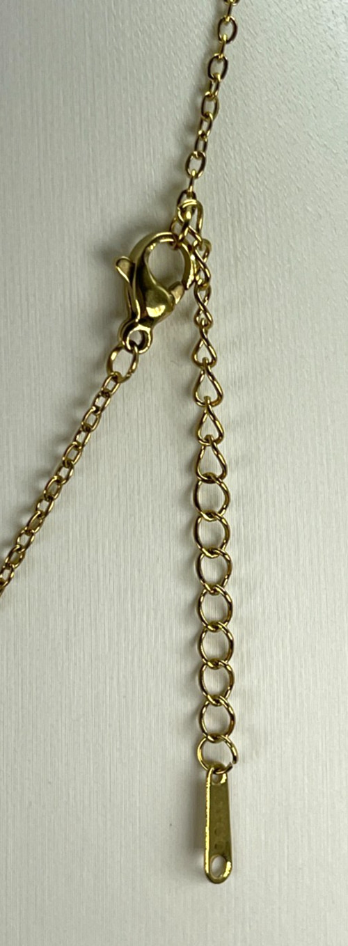 Necklace Iridescent White Cloud w/Gold Tone Lightning Bolts & Zirconia Rain Drop