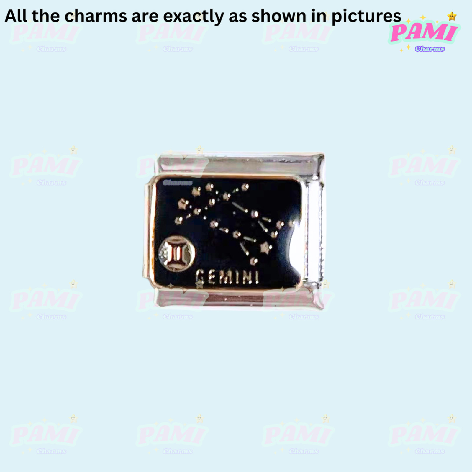 Italian charm 12 zodiac Star signs Fits All major Brands Italian charm bracelet