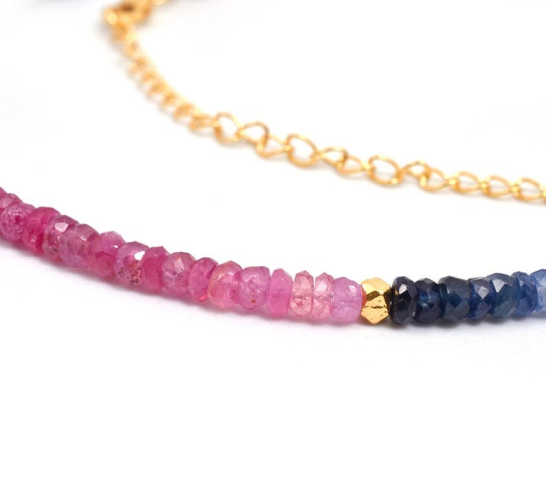 3-4MM Multi Sapphire Faceted Roundelle Gemstone Beads Properties Necklaces 32”
