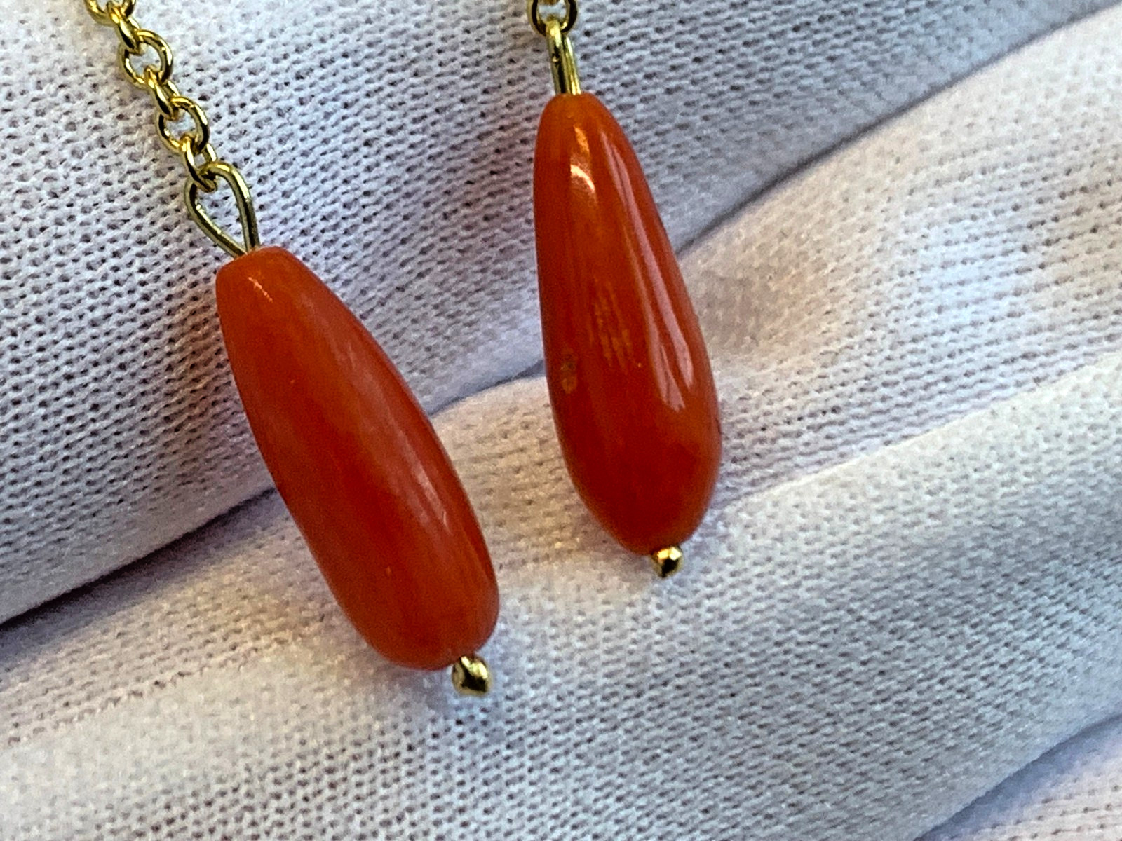 14K Yellow Gold Earrings 1.62g Fine Jewelry Coral Look Dangle Studs *READ*