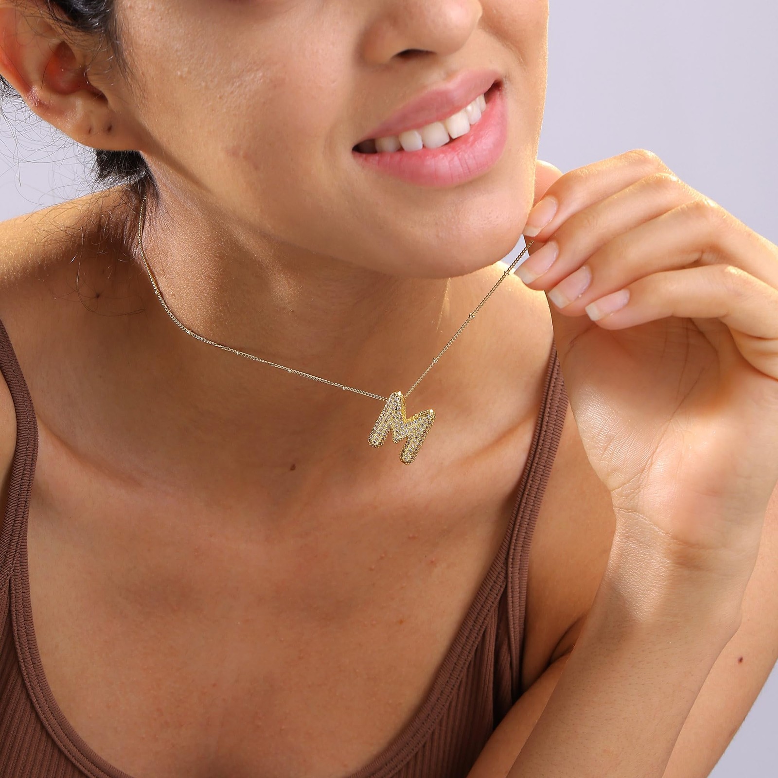 Bubble Letter Letter Necklace for Women Teen Dainty Balloon Initial Necklaces…
