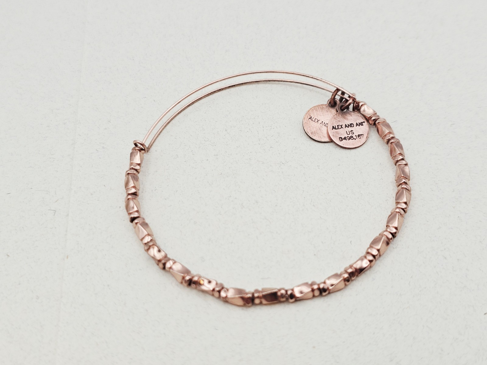 ALEX & ANI ” Majesty ” Beaded Charm Bangle Rose Gold Metal Beads ✨️❄️