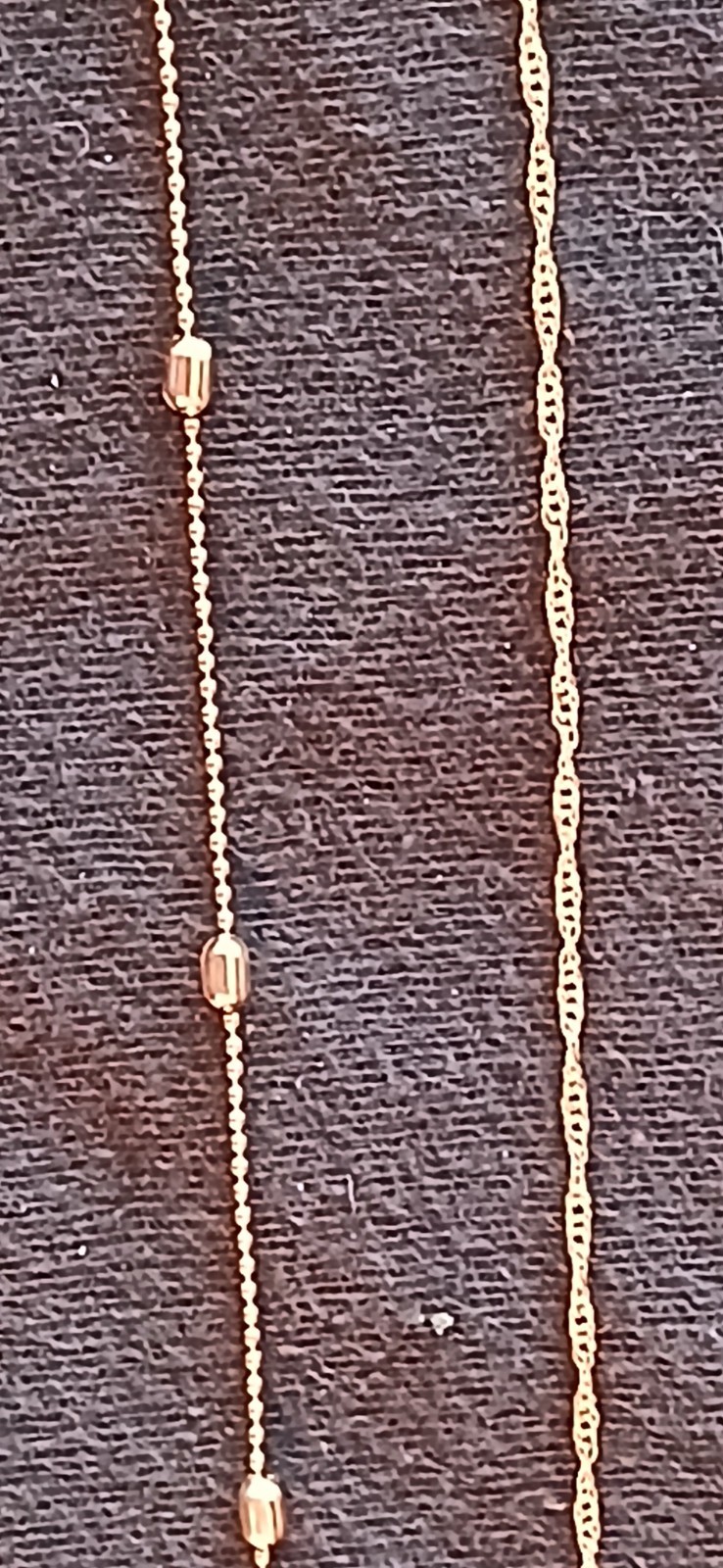 2pc Anklet Set, a Twisted Chain And The Other A Gold Ball Spaced Chain