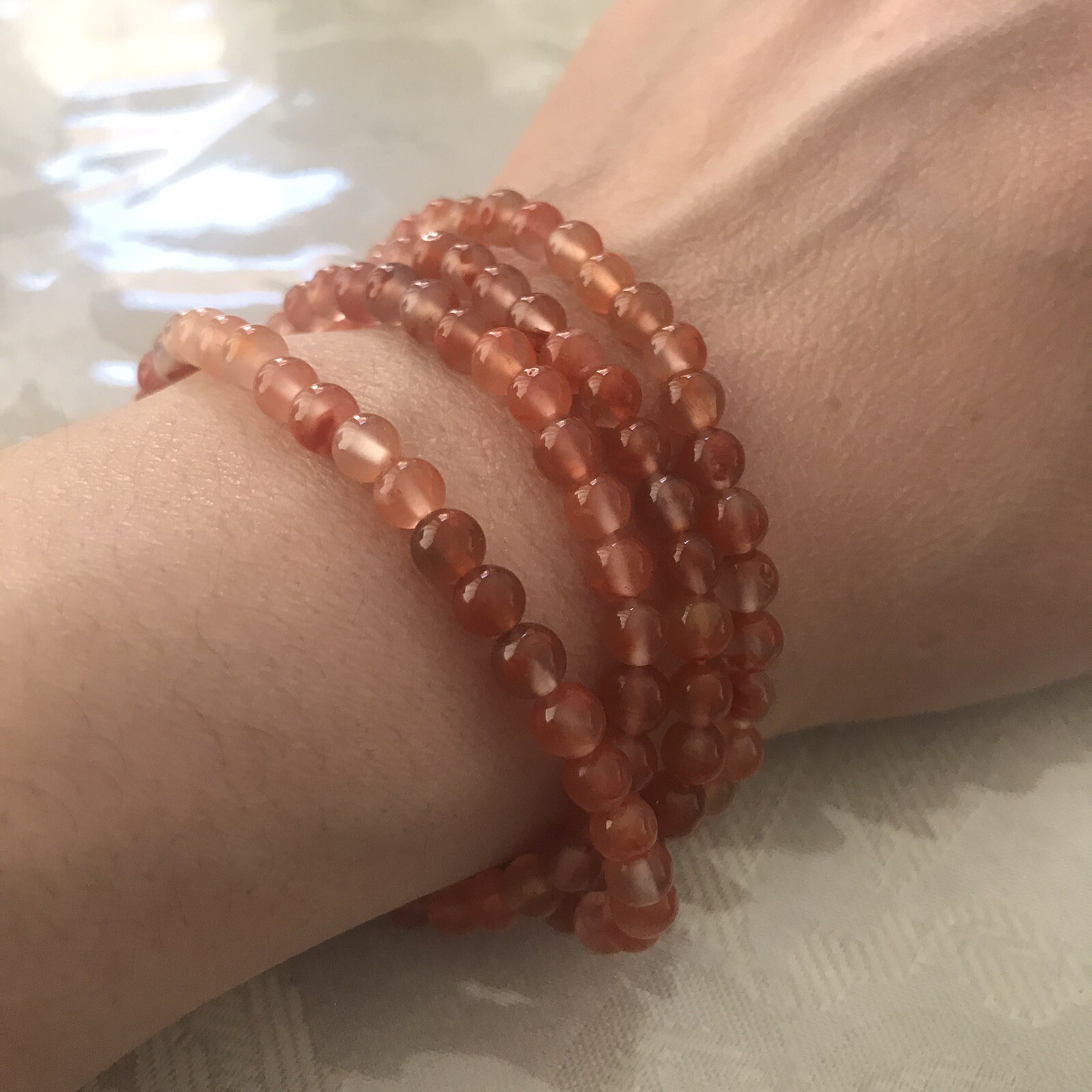 Brand New Red Agate Round Bead Bracelet Necklace 5.1 mm x 12 inches