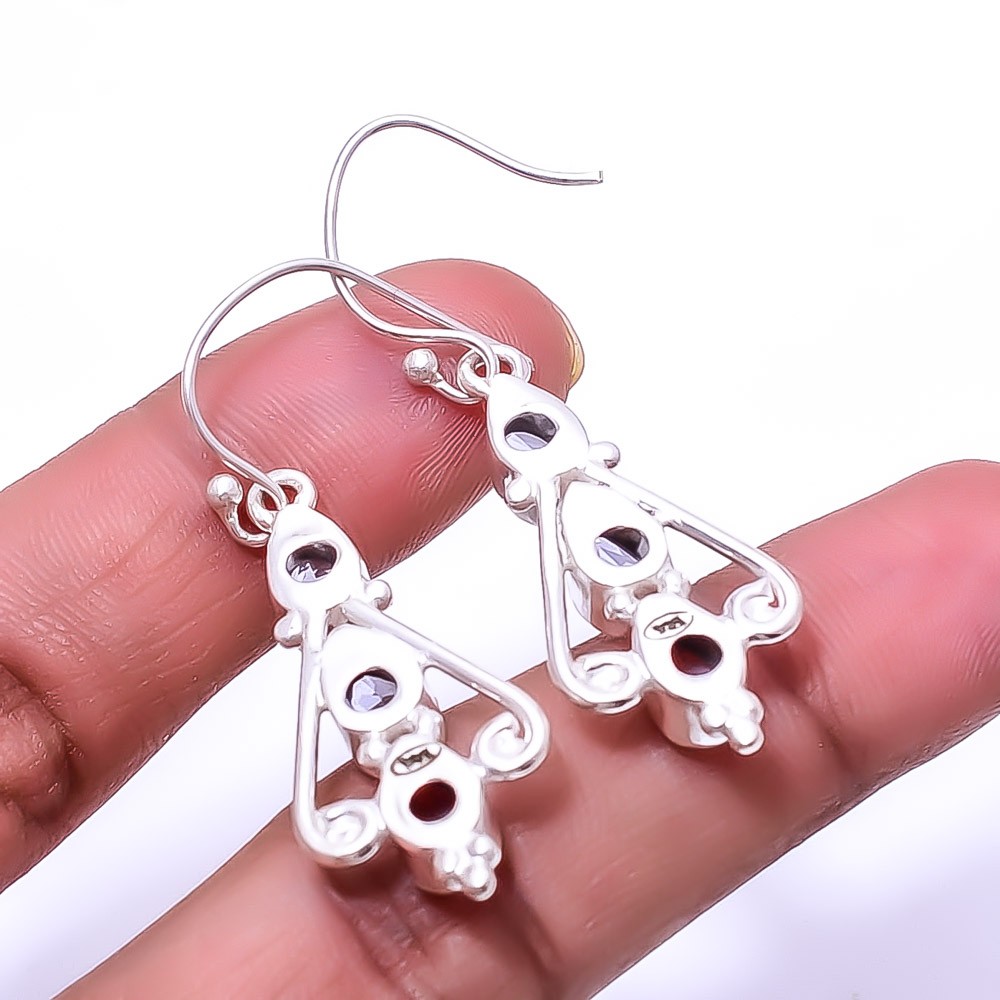 Iolite Multi Collet 925 Sterling Silver Earring 1.95″ E803352, Christmas Gift