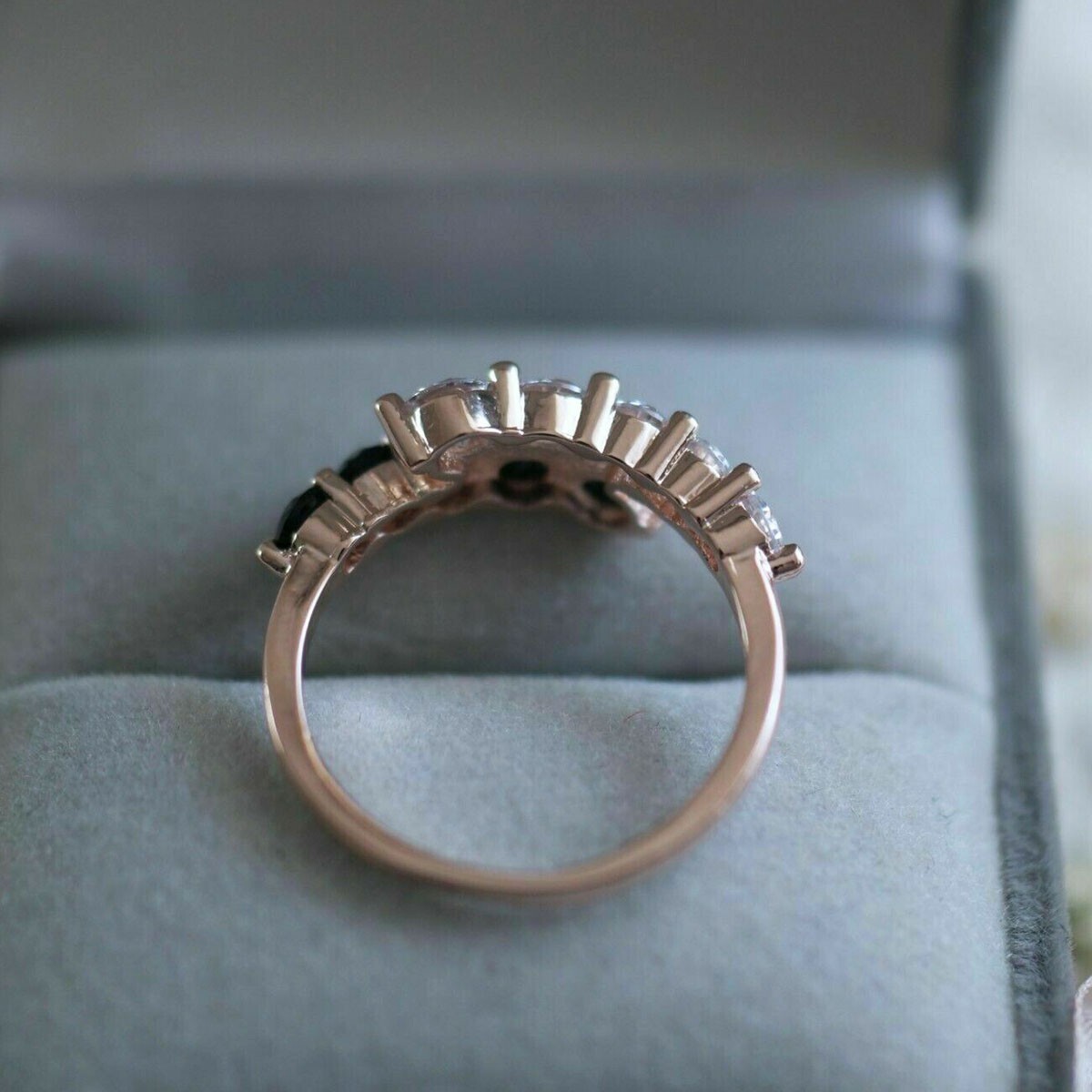 Round Cut Simulated Diamond Women’s Engagement Band Ring In 14k Rose Gold Plated