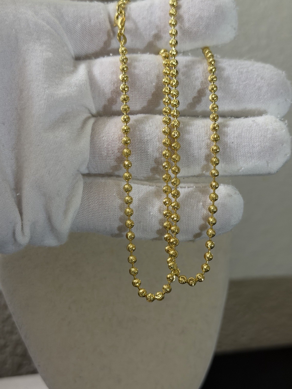 20 inch 3mm – Gold Over 925 Sterling Silver Mooncut Bead Chain