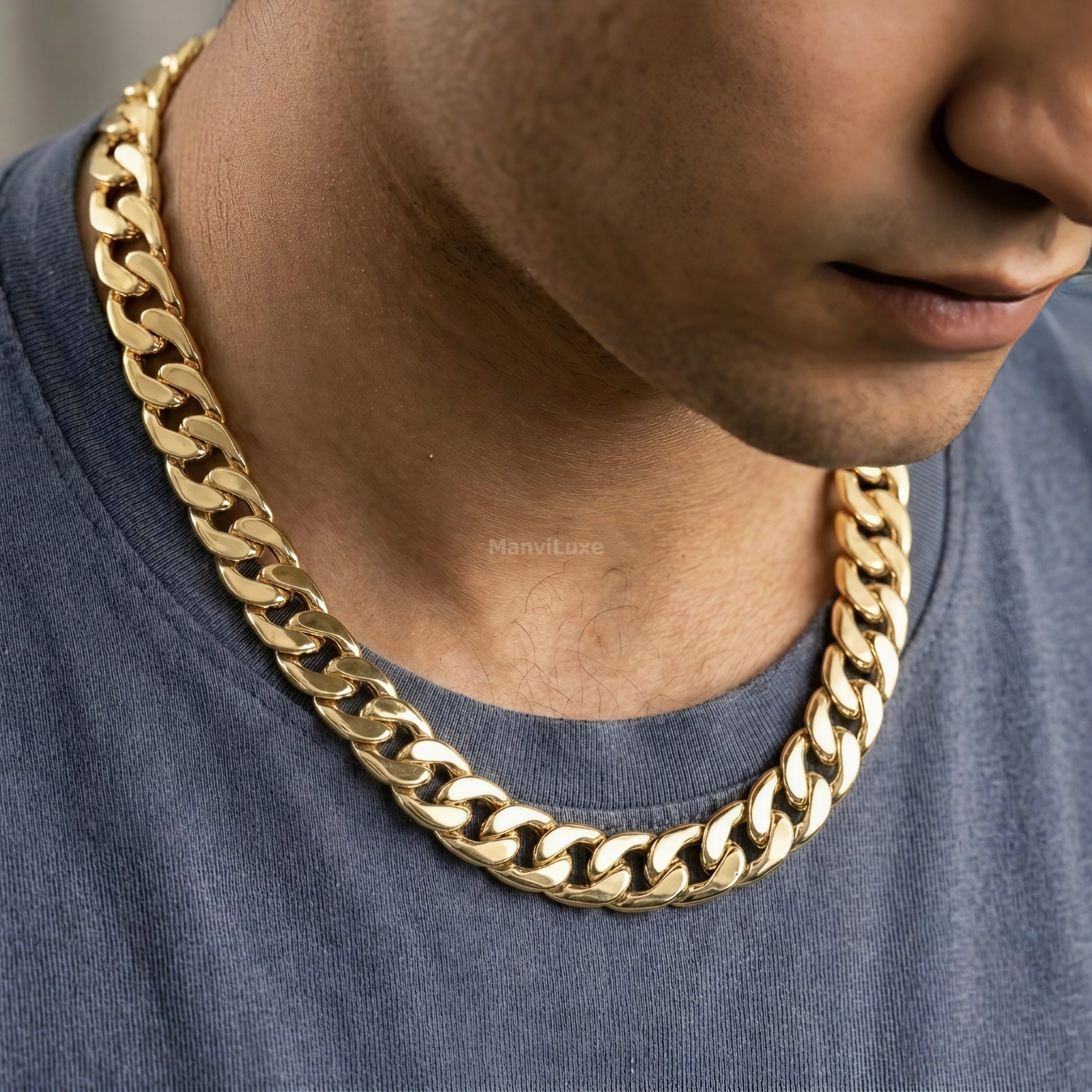 20″Premium Gold-Filled Chunky Curb Chain | High Glossy Curb Chain Necklace