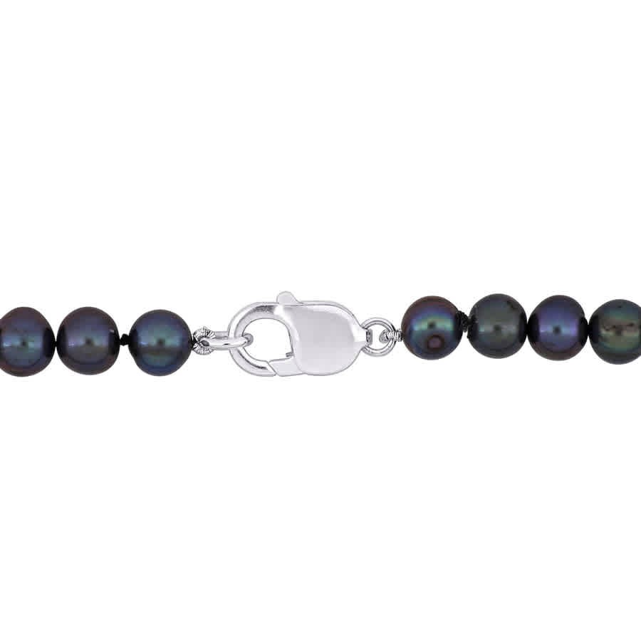 AMOUR 8-8.5mm Men’s Black Freshwater Cultured Pearl String Bracelet in Sterling